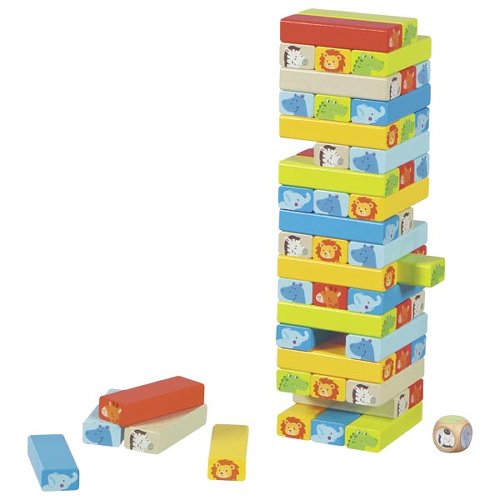 goki Geschicklichkeitsspiel Wackelturm mit Tiermotiven