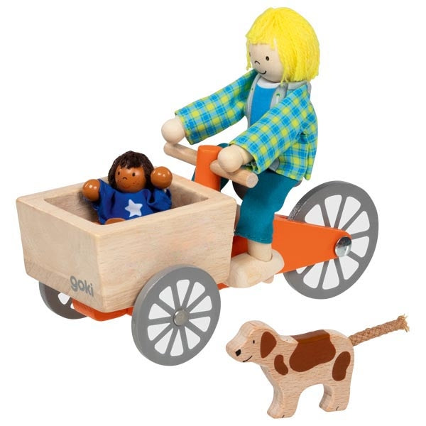 goki Lastenfahrrad mit 2 Biegepuppen und Hund
