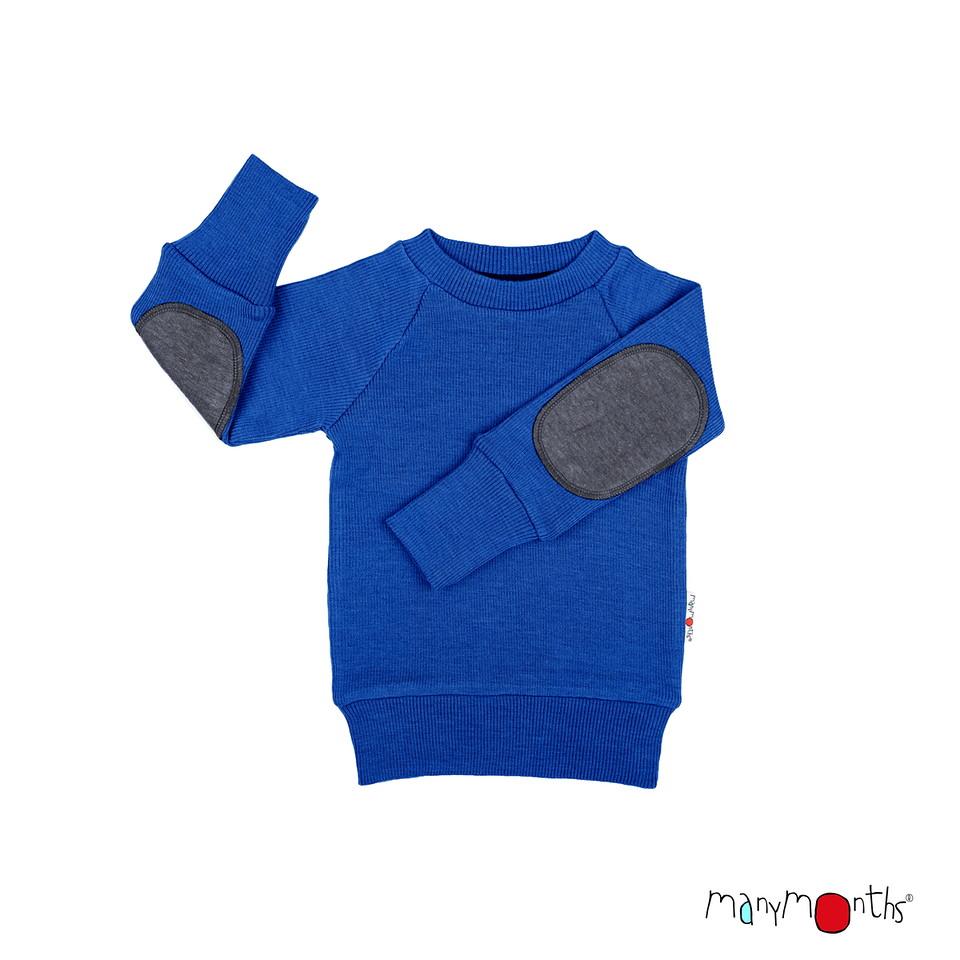 ManyMonths Pullover mit Ellenbogenschonern Classic Blue