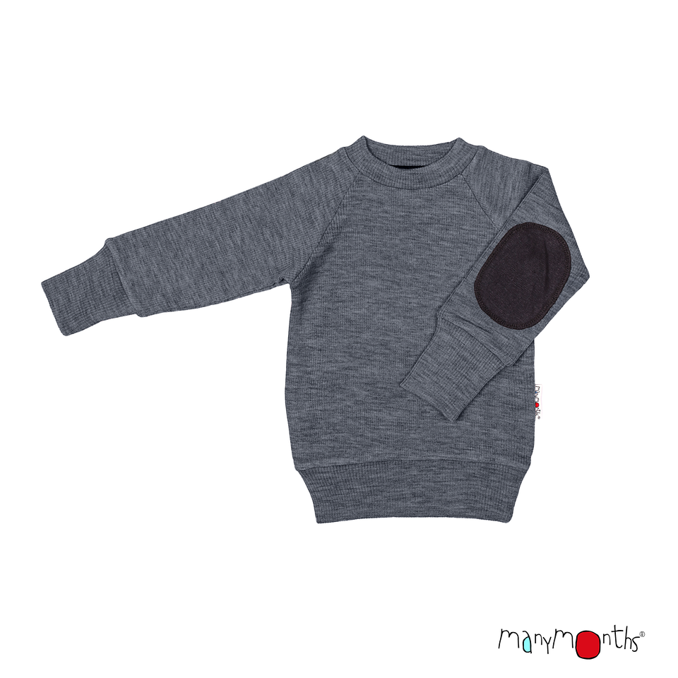 ManyMonths Pullover mit Ellenbogenschonern Elephant Grey