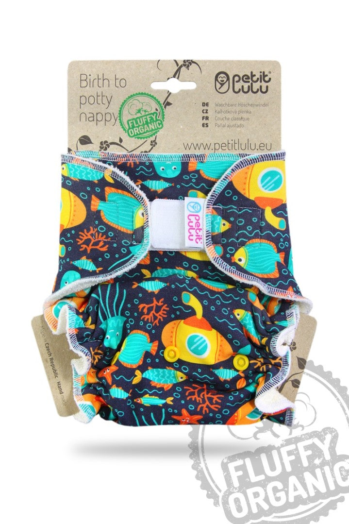 Petit Lulu Fluffy Organic Höschenwindel Yellow Submarine Klett