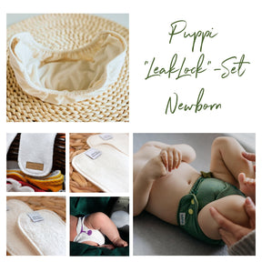Puppi "LeakLock"-Set Newborn Green Herringbone Snaps
