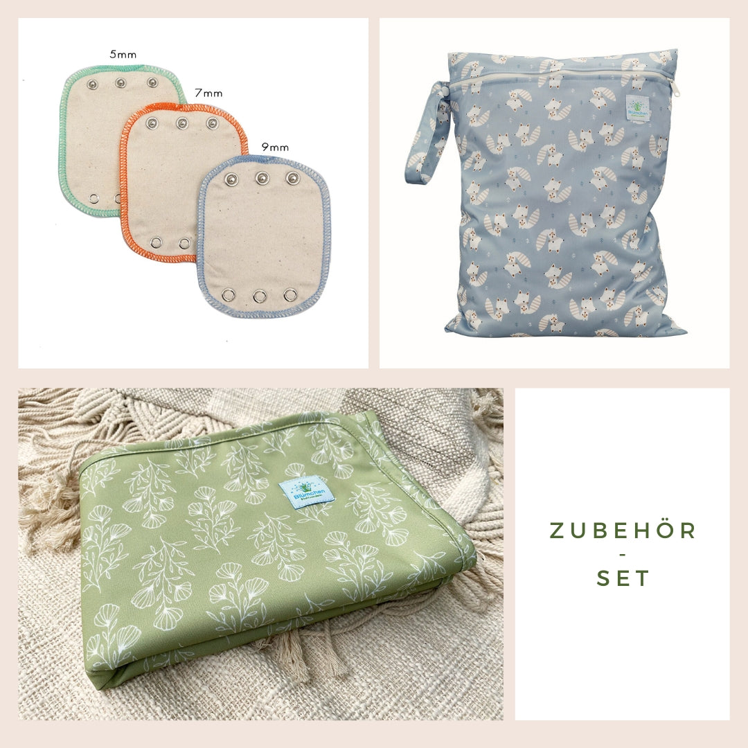 Zubehör-Set - nachhaltige Alternativen Floral grün + Fuchs