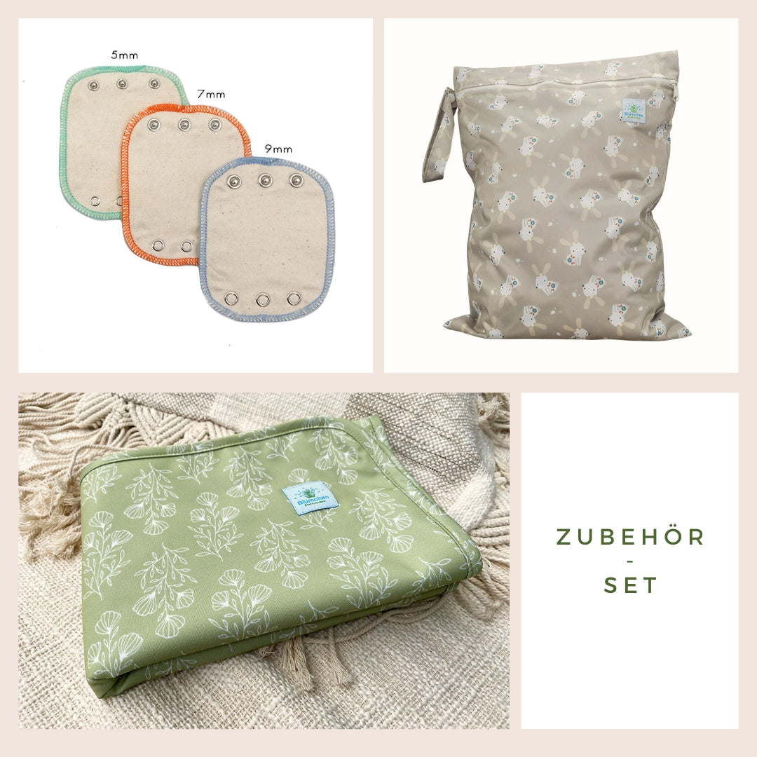 Zubehör-Set - nachhaltige Alternativen Floral grün + Hase 
