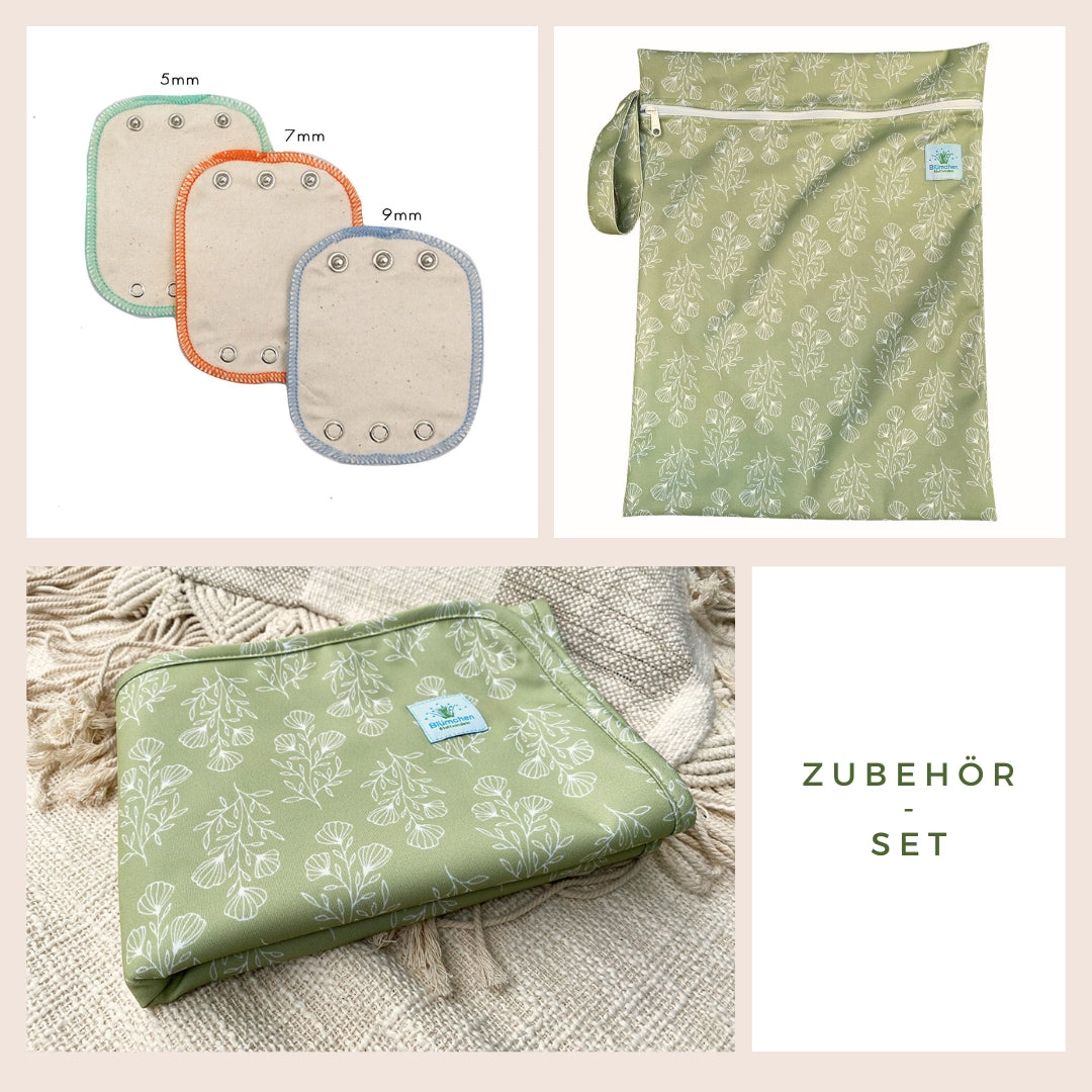 Zubehör-Set - nachhaltige Alternativen Floral grün