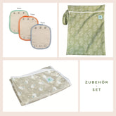 Zubehör-Set - nachhaltige Alternativen Floral grün + Hase