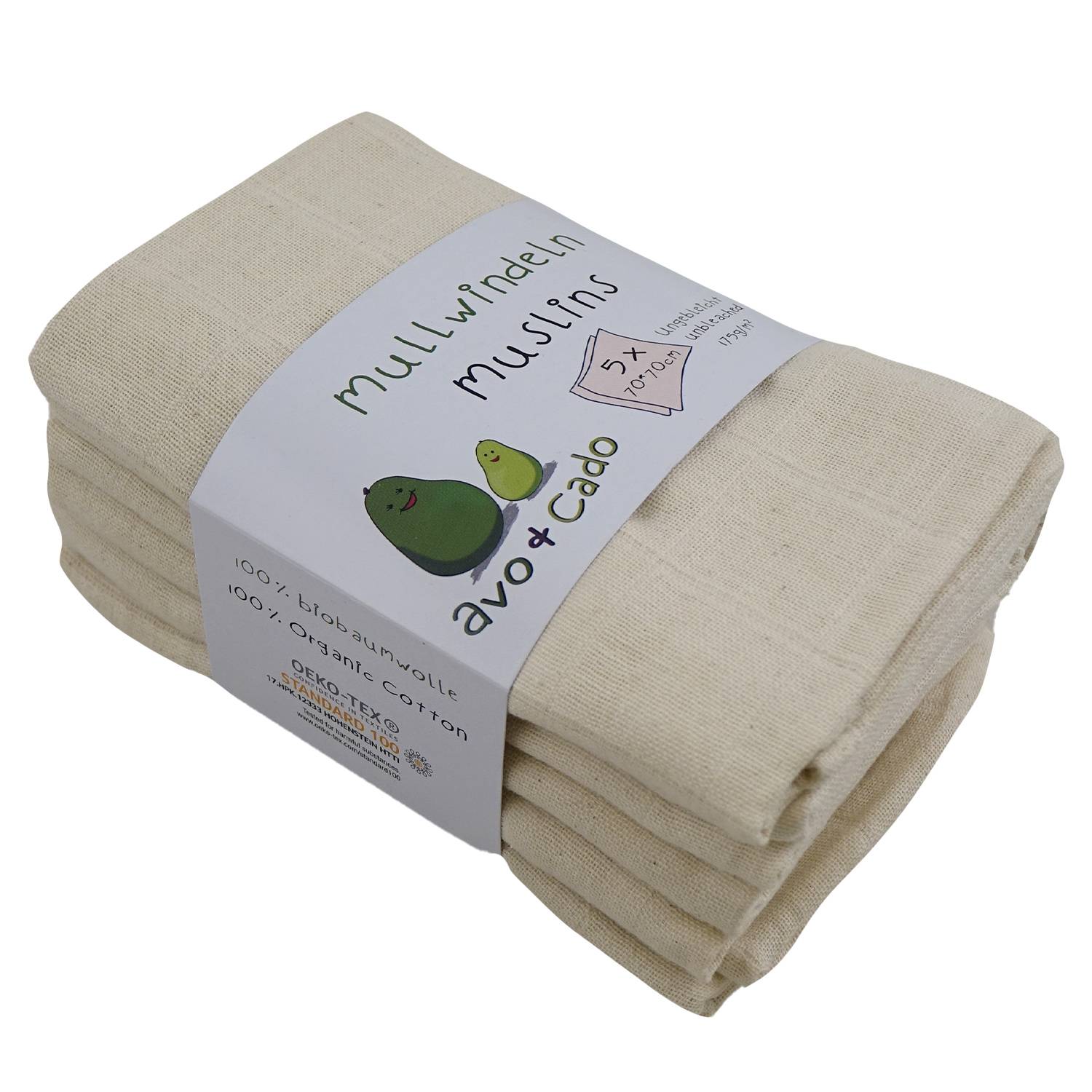 Avo+Cado Mullwindeln 5er Set Natur