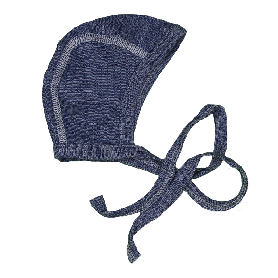 Cosilana Baby-Häubchen blau-grau meliert