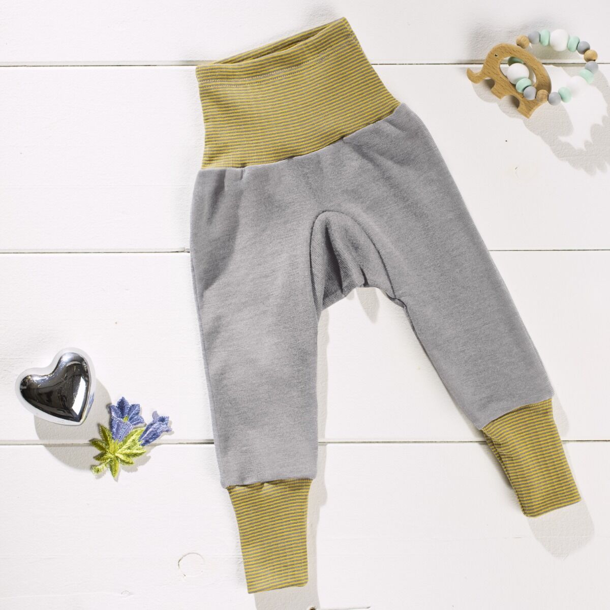 Cosilana Hose mit Bund grau-senf