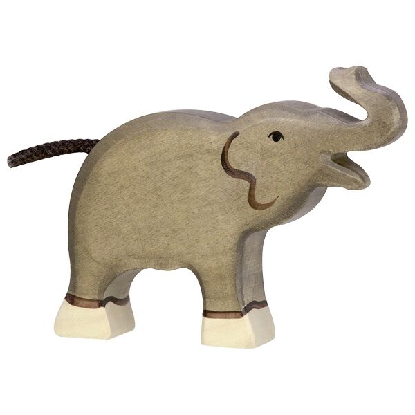 Holztiger Elefant klein Rüssel hoch
