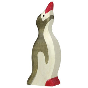 Holztiger Pinguin klein Kopf hoch