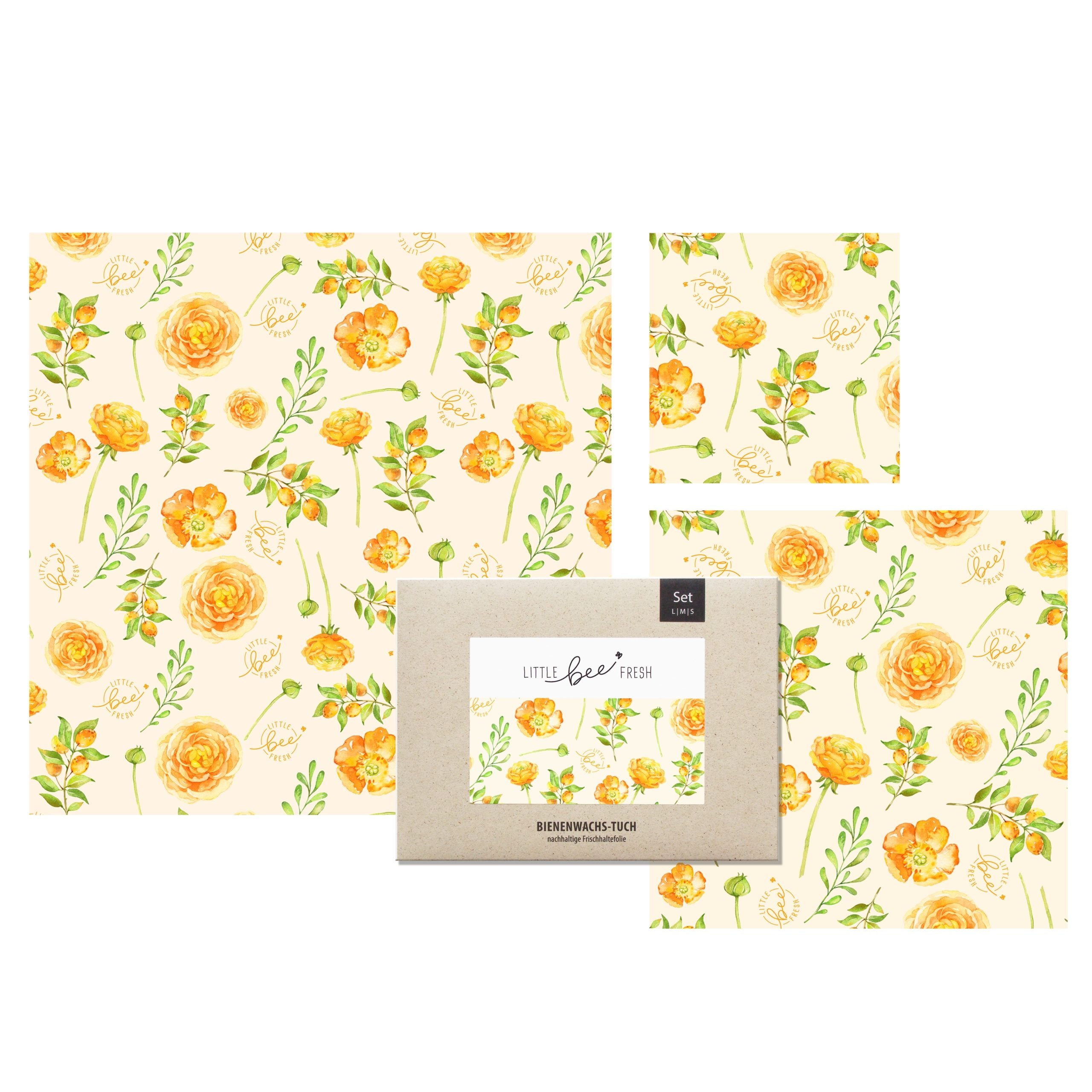 Little Bee Fresh Bienenwachstuch Set gelb
