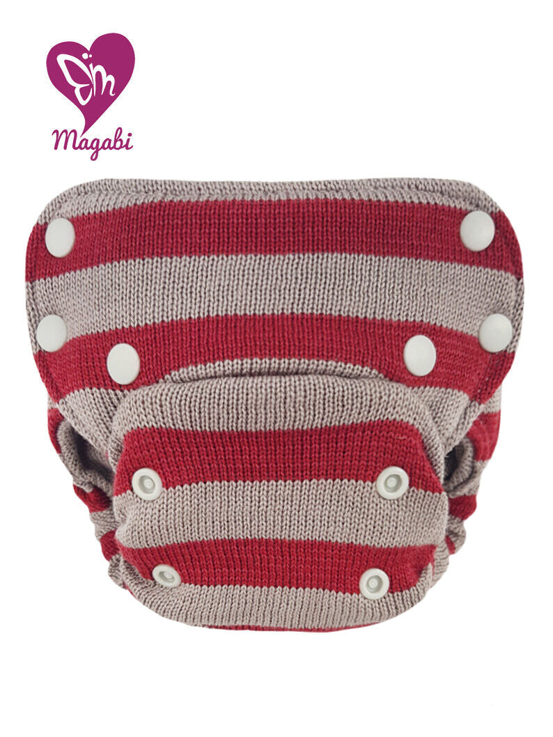 Magabi Sidesnap Wollüberhose maroon-taupe