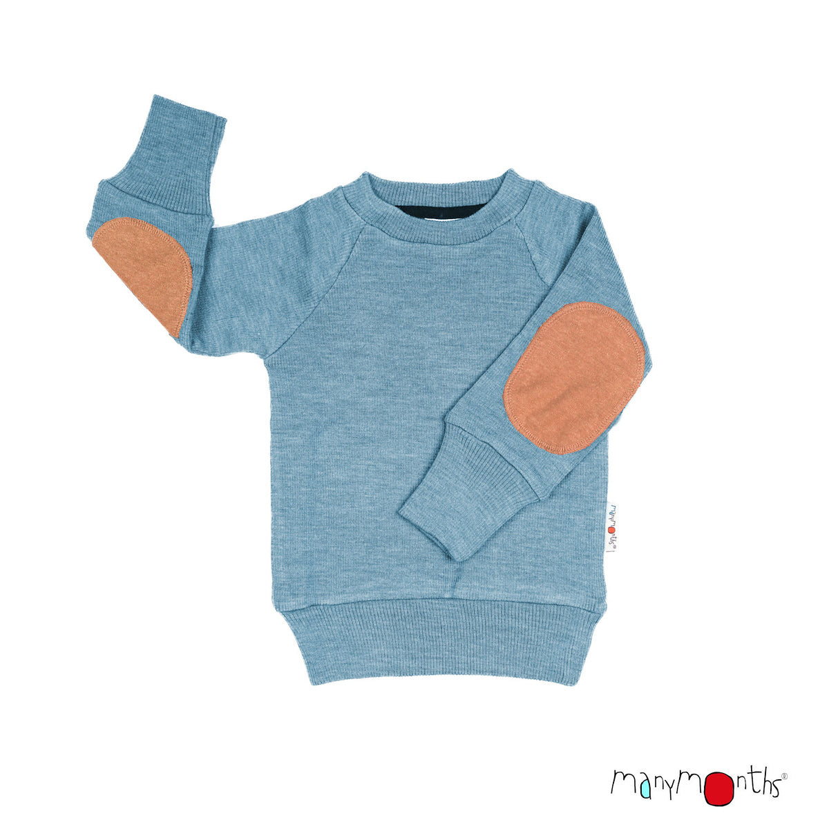 ManyMonths Pullover Blue Mist mit Patches 