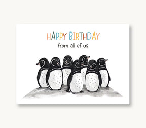 Postkarte Happy Birthday Pinguine