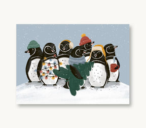 Postkarte Weihnachten Pinguinfamilie