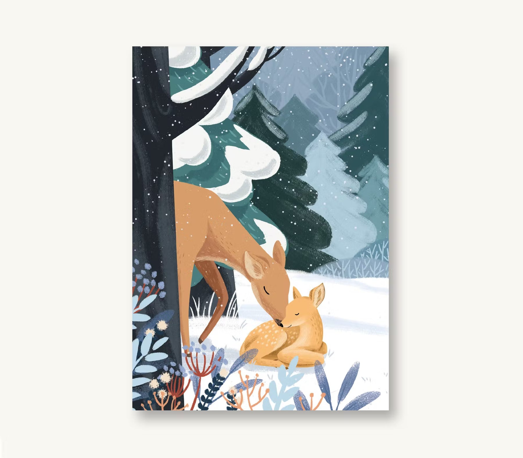 Postkarte Winter "Rehe"