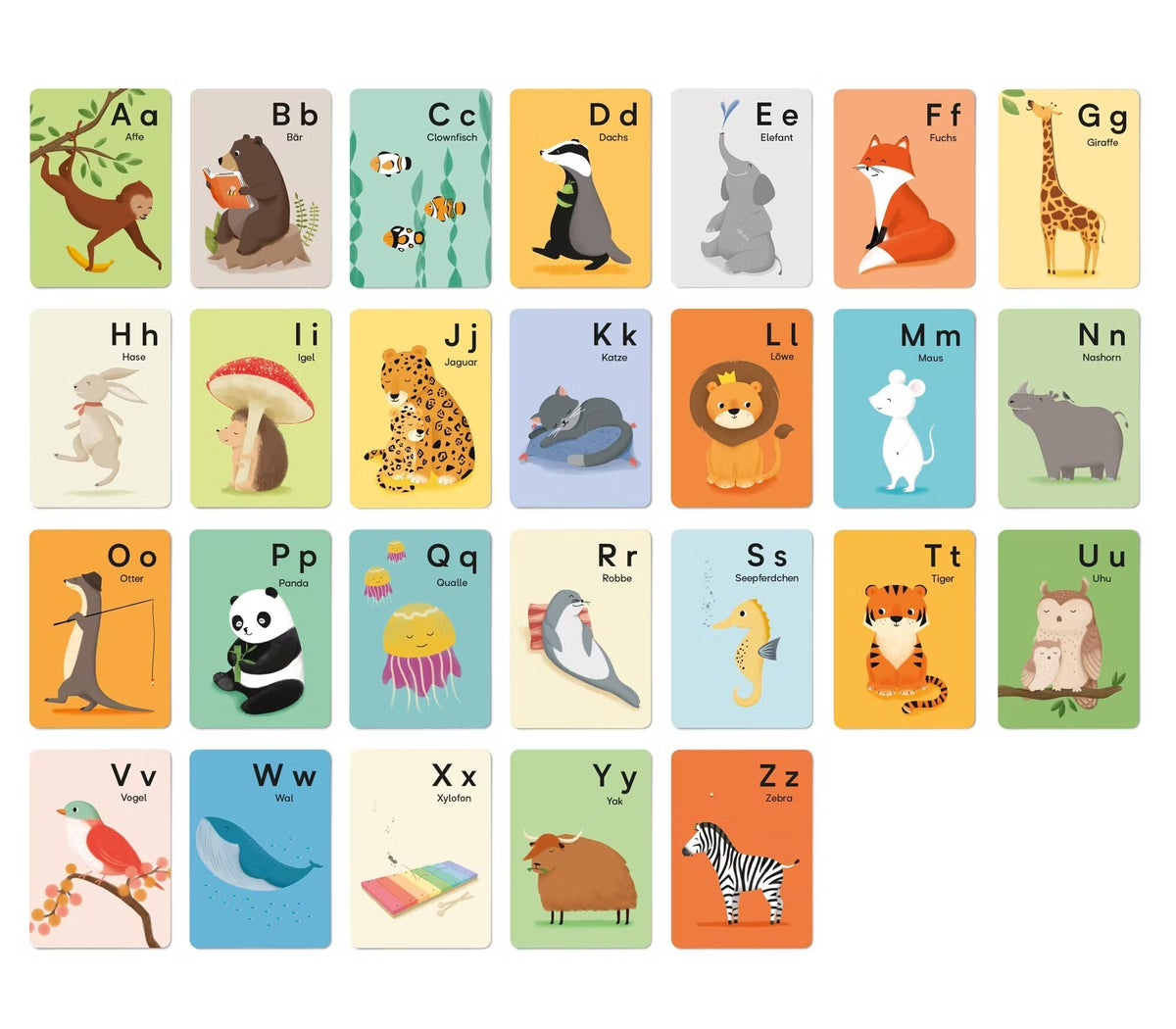 Vierundfünfzig Illustration  ABC Karten-Set